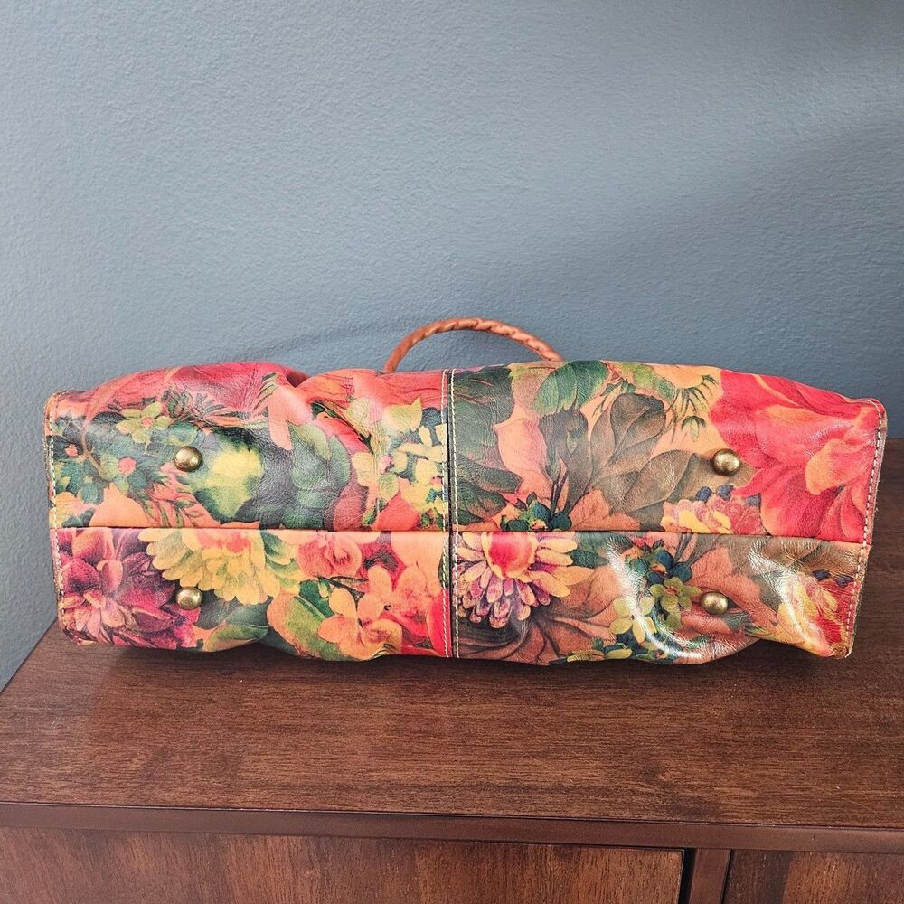 PATRICIA NASH Heritage Multi Floral Leather LIONE Twisted Shoulder Bag Satchel - Picture 3 of 8